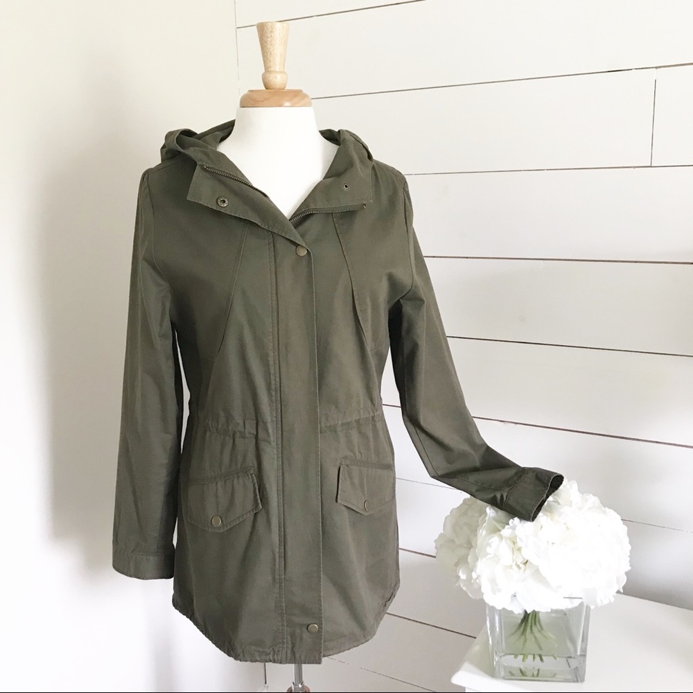 Love Tree • Olive Green Utility Jacket With Hood